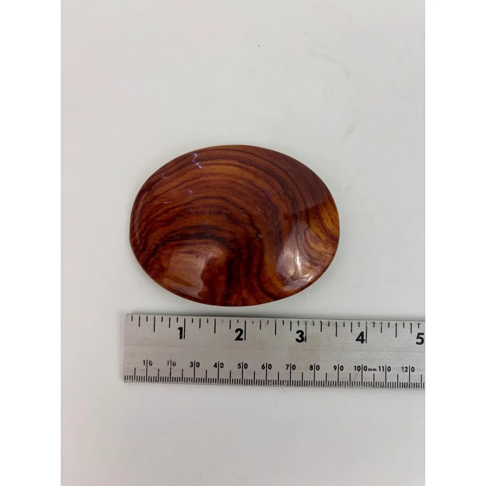 Vintage Oval Polished Wood Belt Buckle Natural Grain Boho Western